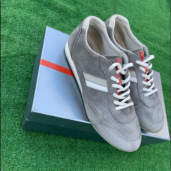 Prada grey suede low top sneakers sz 8 (41) - Picture 2 of 5